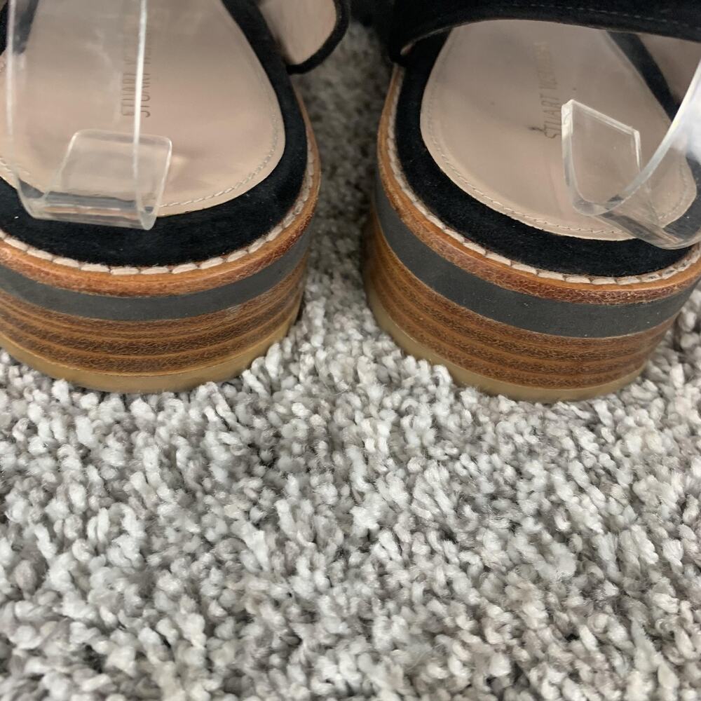 Stuart Weitzman Sandals Womens Size 8.5 Black Suede Topical Strappy Slingback - Picture 6 of 8